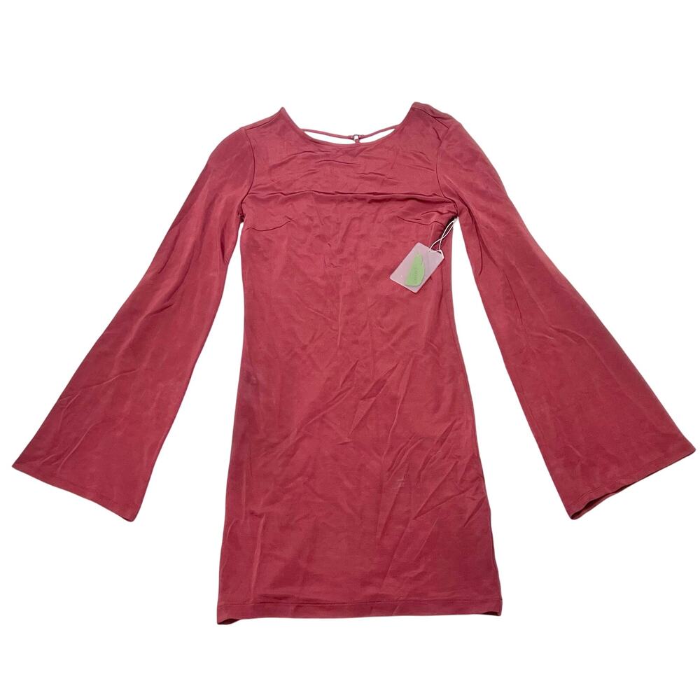 Forever 21 Contemporary Long Sleeve Dress Shirt Blouse XS Open Back Red New